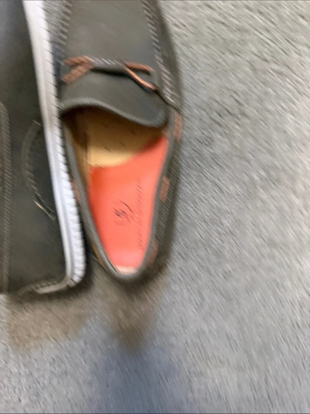 Martin Dingman Gray - Sage Suede Loafers with Orange Accents